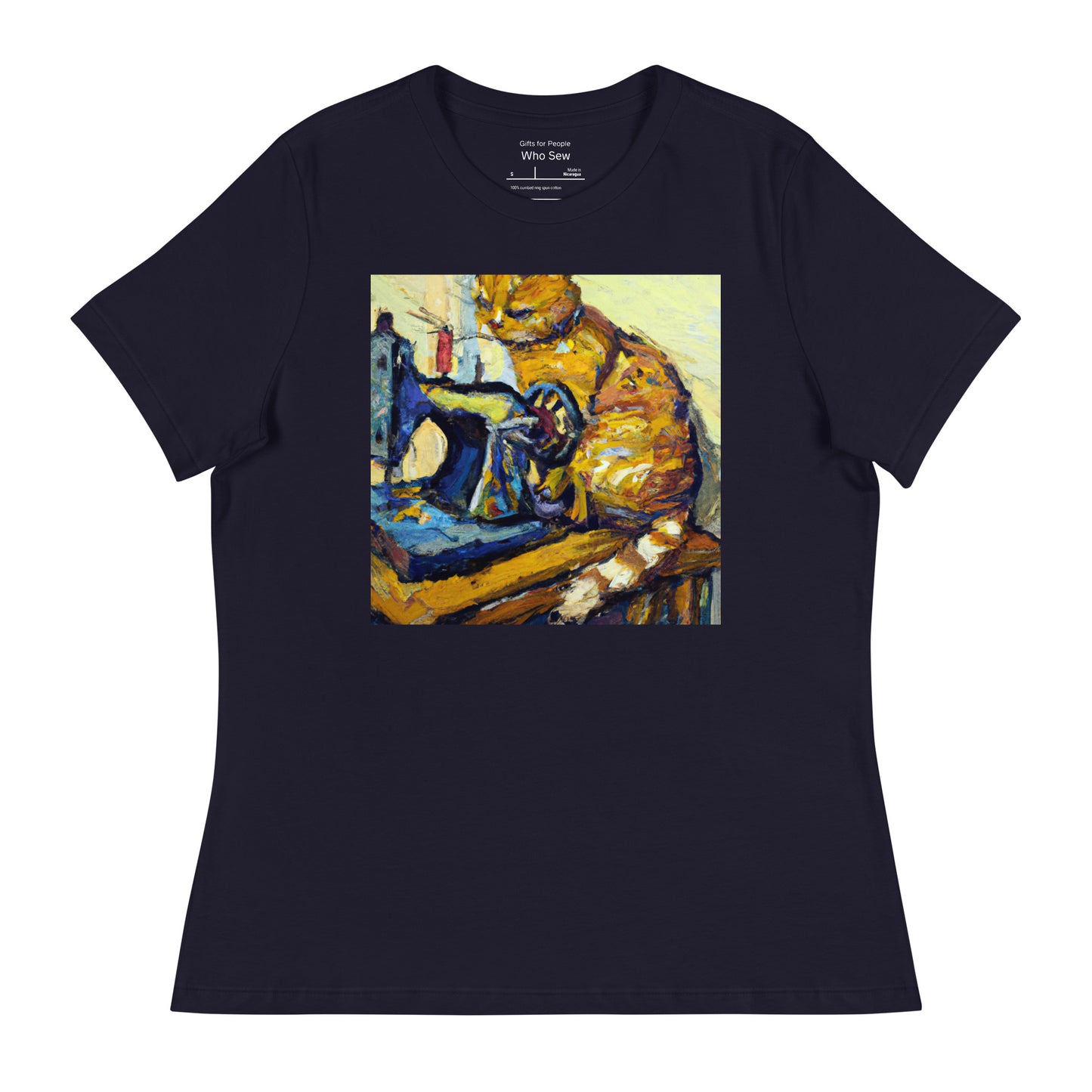 Women's T-shirt with "Sewing Cat" design – The Perfect Gift for People who Love to Sew