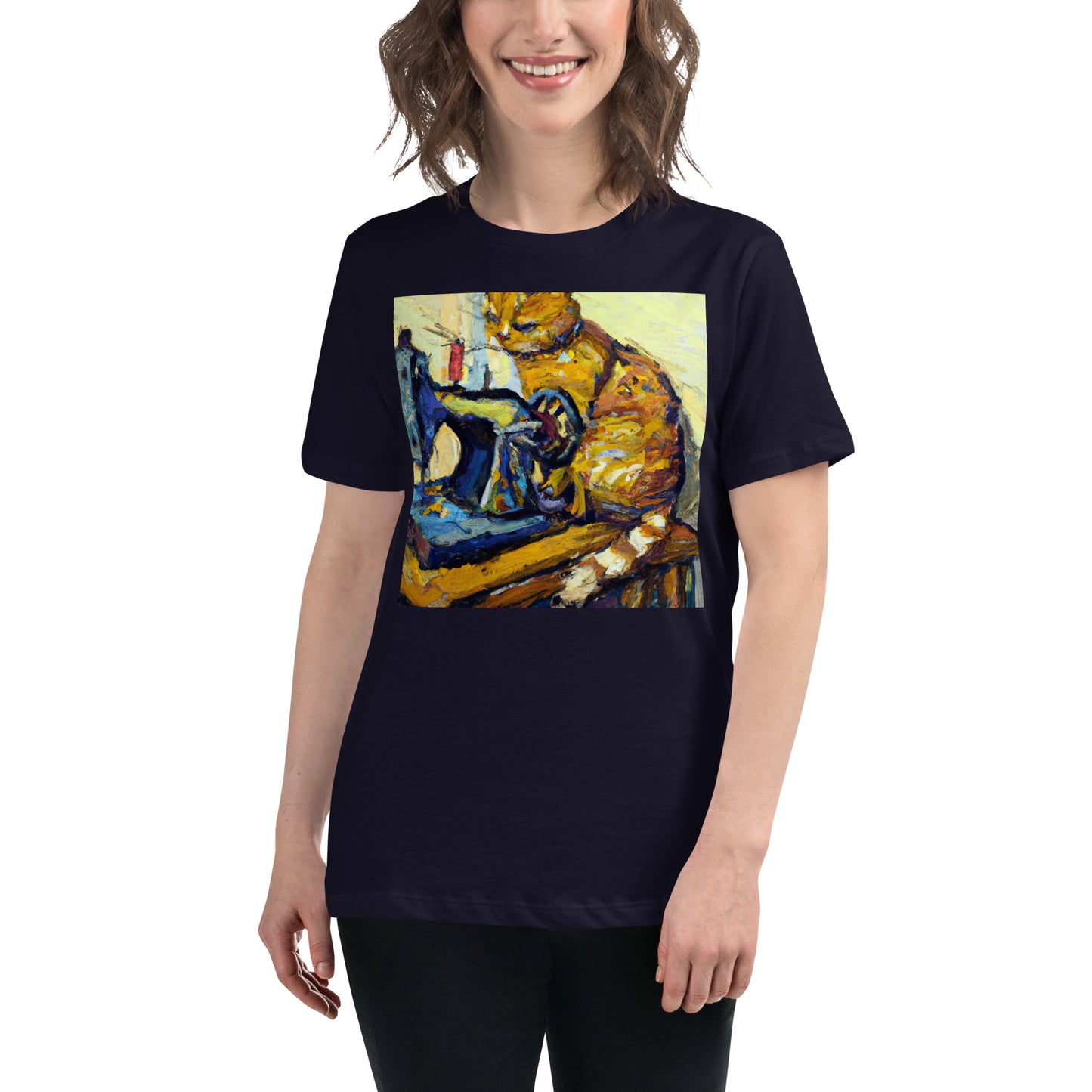 Women's T-shirt with "Sewing Cat" design – The Perfect Gift for People who Love to Sew