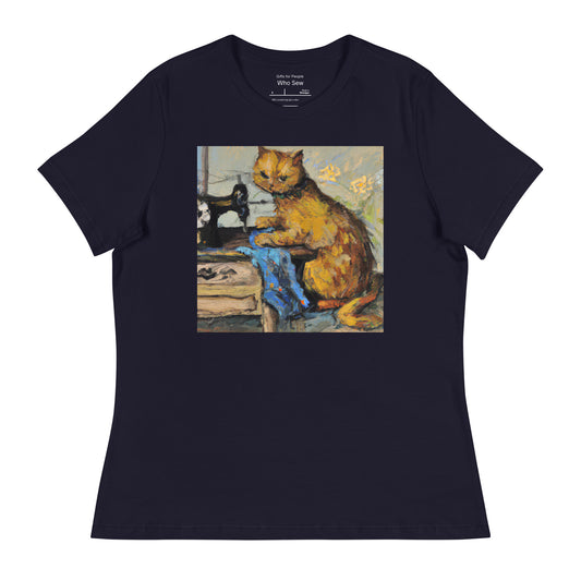 Women's T-shirt with "Sewing Cat" design – The Perfect Gift for People who Love to Sew