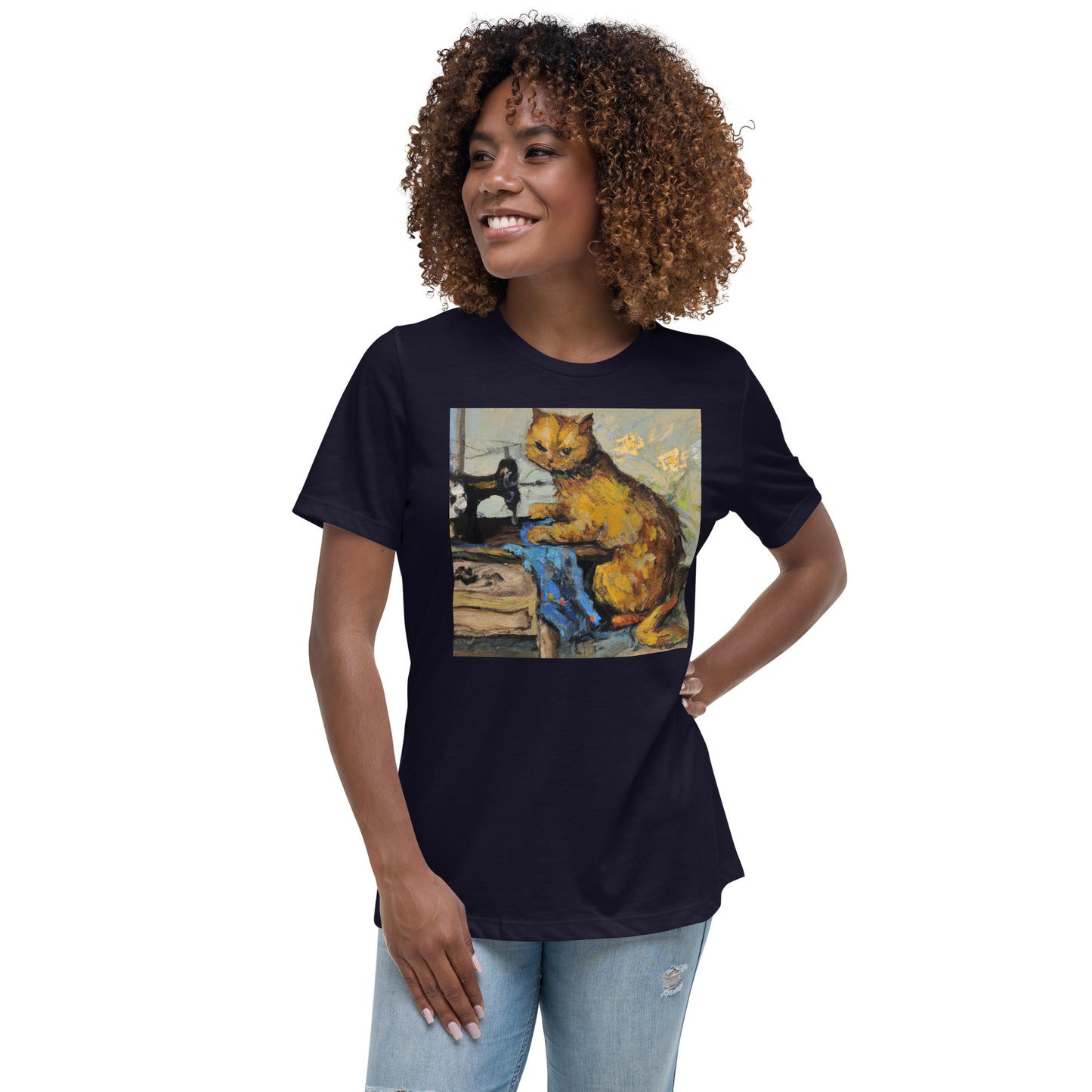 Women's T-shirt with "Sewing Cat" design – The Perfect Gift for People who Love to Sew