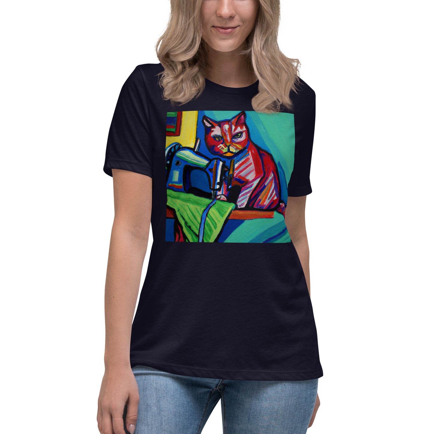 Women's T-shirt with "Sewing Cat" design – The Perfect Gift for People who Love to Sew