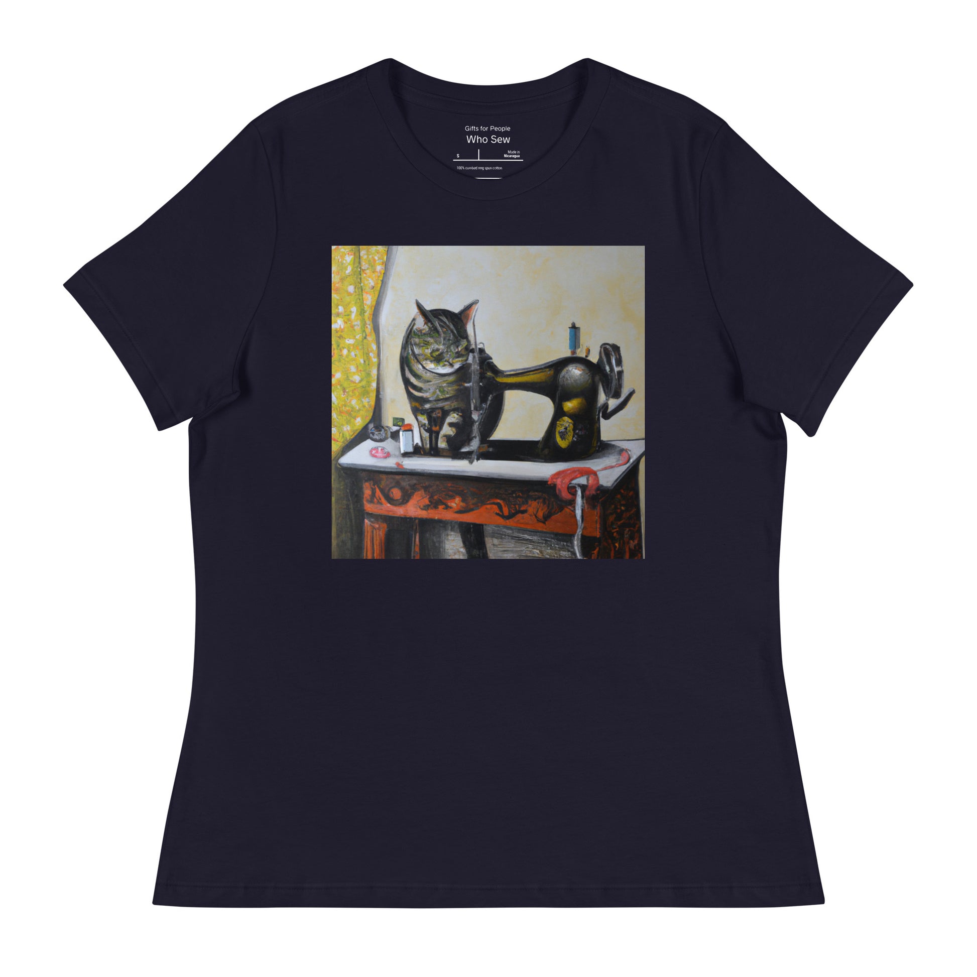 Women's T-shirt with "Sewing Cat" design – The Perfect Gift for People who Love to Sew