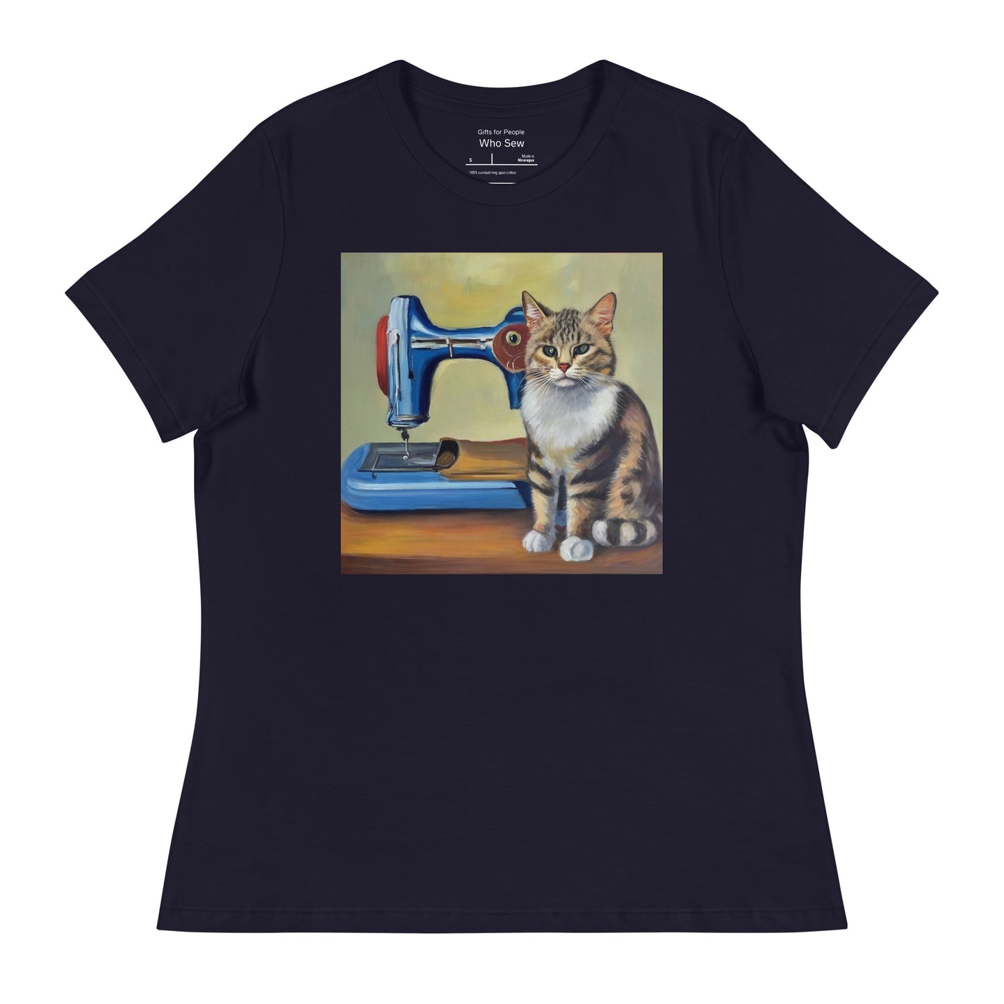 Women's T-shirt with "Sewing Cat" design – The Perfect Gift for People who Love to Sew