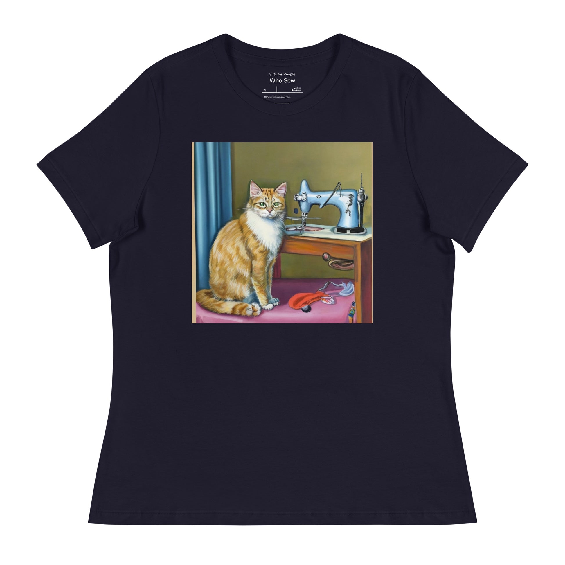 Women's T-shirt with "Sewing Cat" design – The Perfect Gift for People who Love to Sew