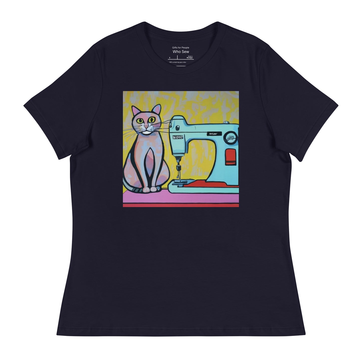 Women's T-shirt with "Sewing Cat" design – The Perfect Gift for People who Love to Sew