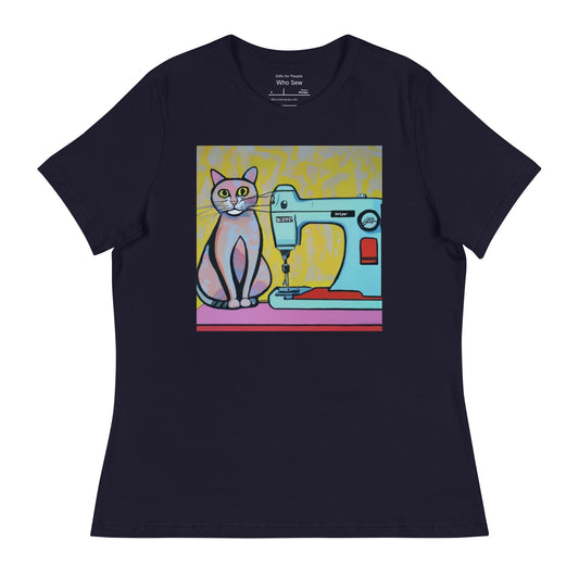 Women's T-shirt with "Sewing Cat" design – The Perfect Gift for People who Love to Sew