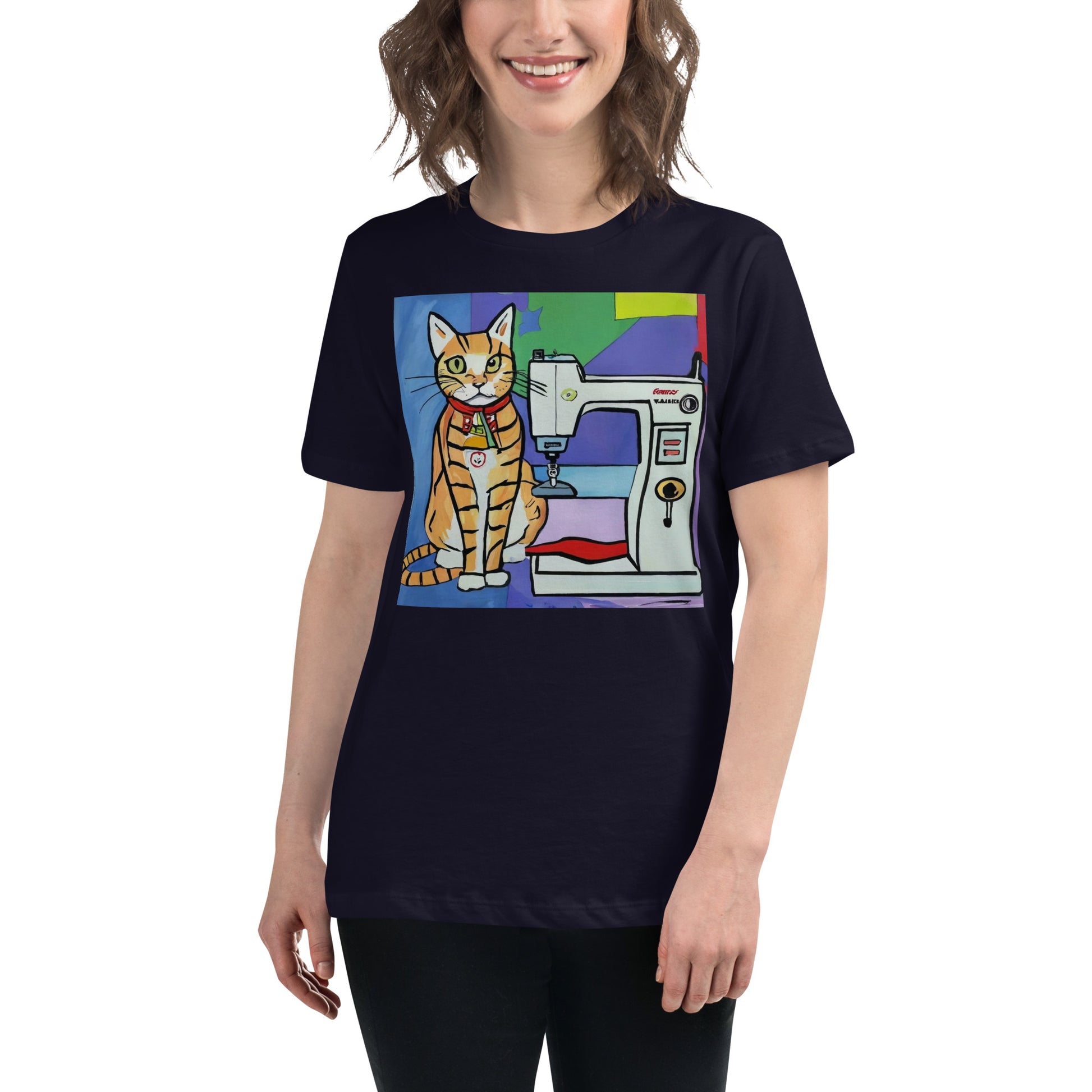 Women's T-shirt with "Sewing Cat" design – The Perfect Gift for People who Love to Sew