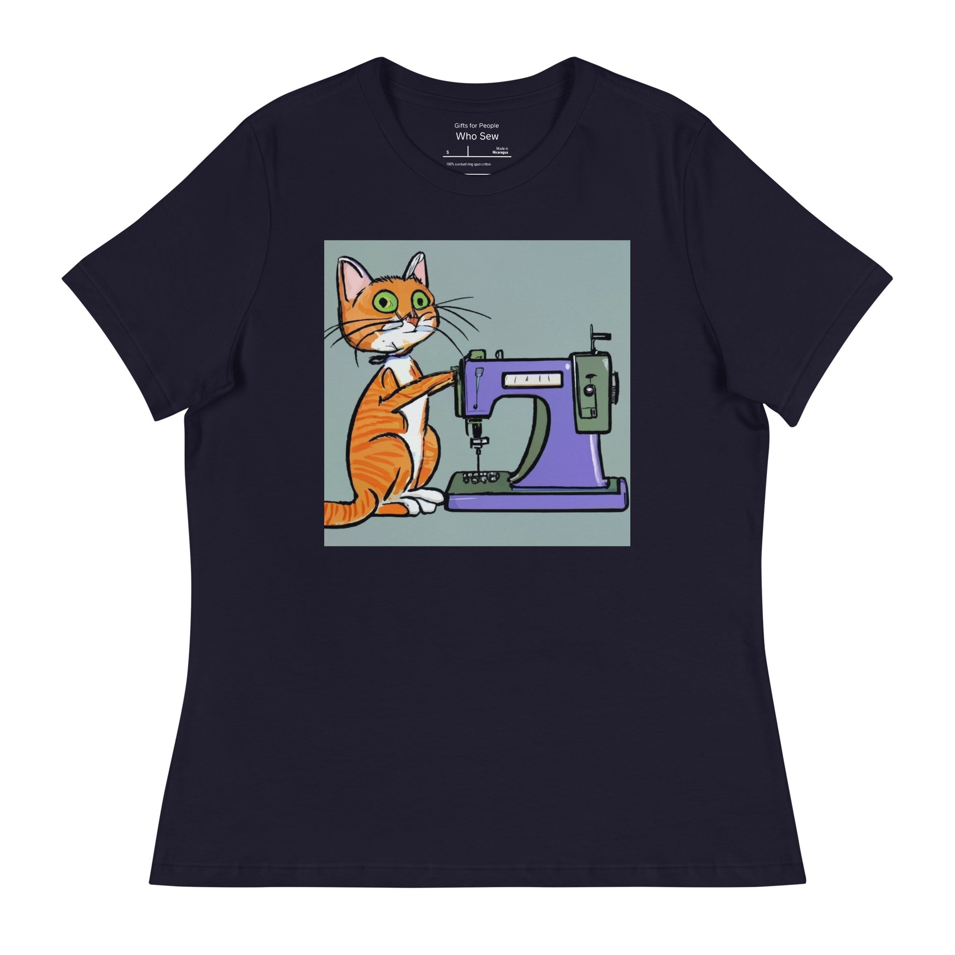 Women's T-shirt with "Sewing Cat" design – The Perfect Gift for People who Love to Sew