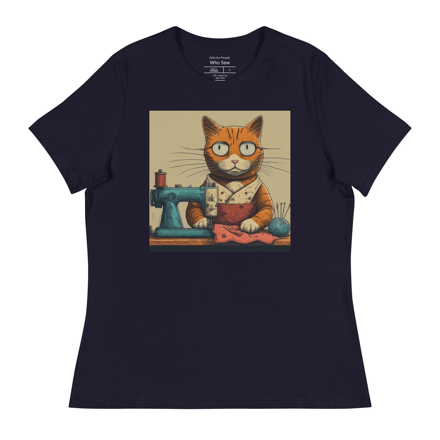 Women's T-shirt with "Sewing Cat" design – The Perfect Gift for People who Love to Sew