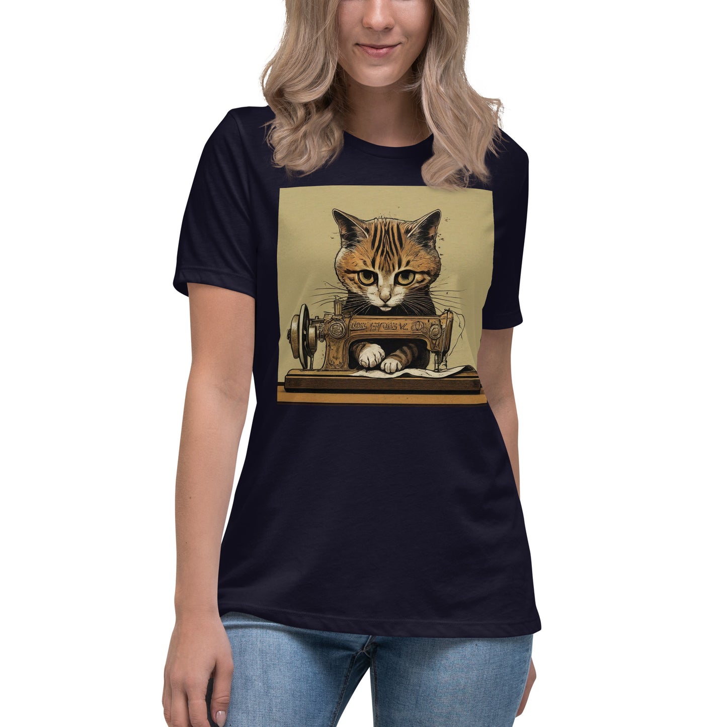 Women's T-shirt with "Sewing Cat" design – The Perfect Gift for People who Love to Sew