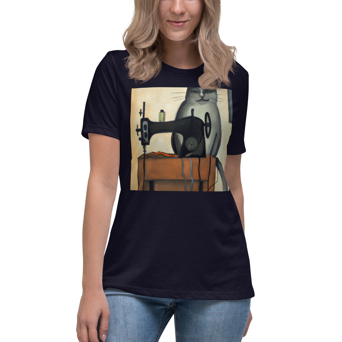 Women's T-shirt with "Sewing Cat" design – The Perfect Gift for People who Love to Sew