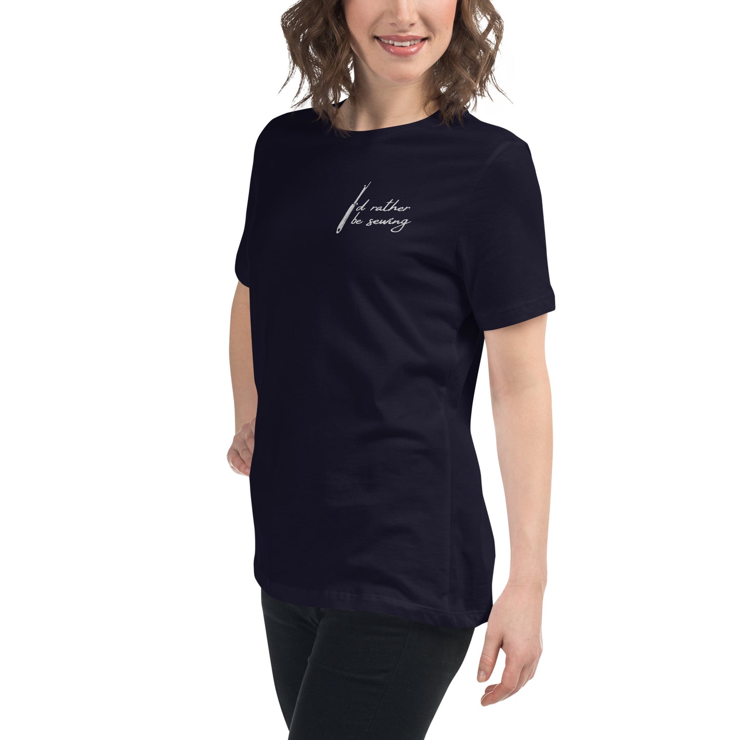 Women's T-shirt with "I'd Rather be Sewing" embroidered design – The Perfect Gift for People who Love to Sew