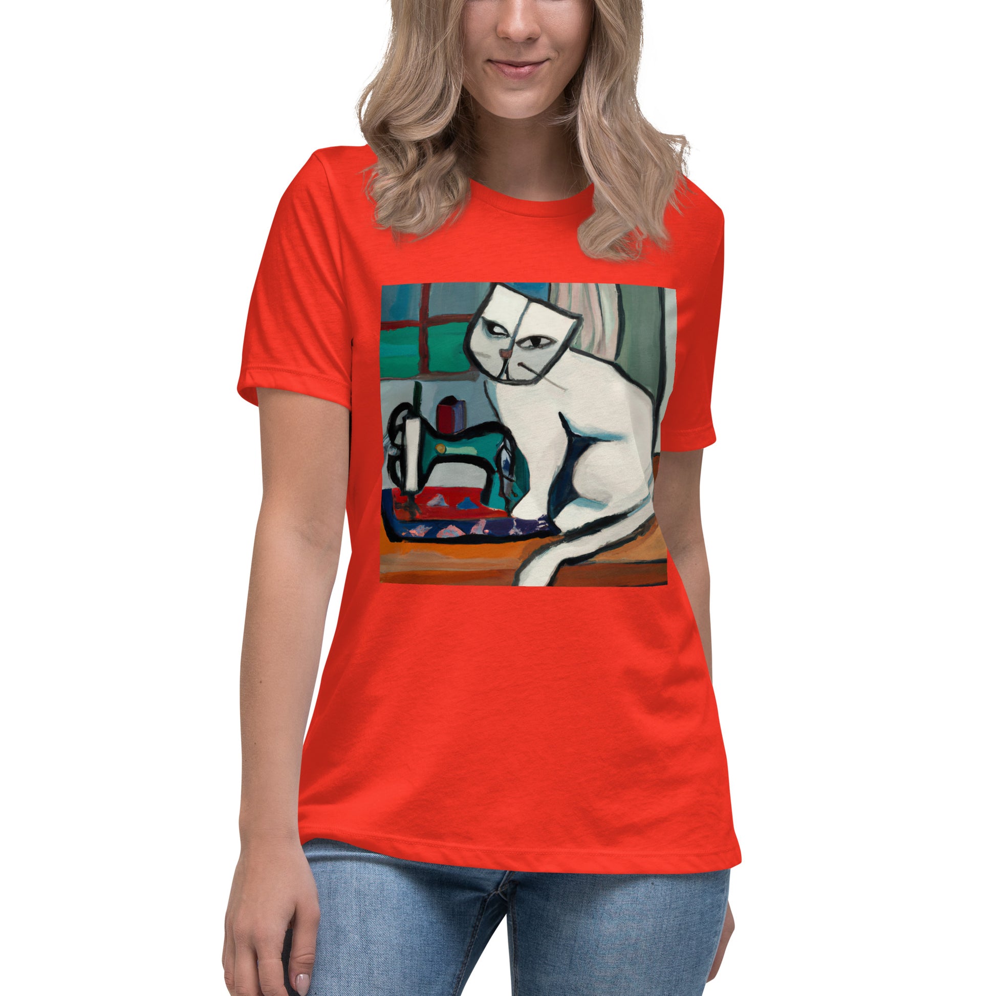 Women's T-shirt with "Sewing Cat" design – The Perfect Gift for People who Love to Sew