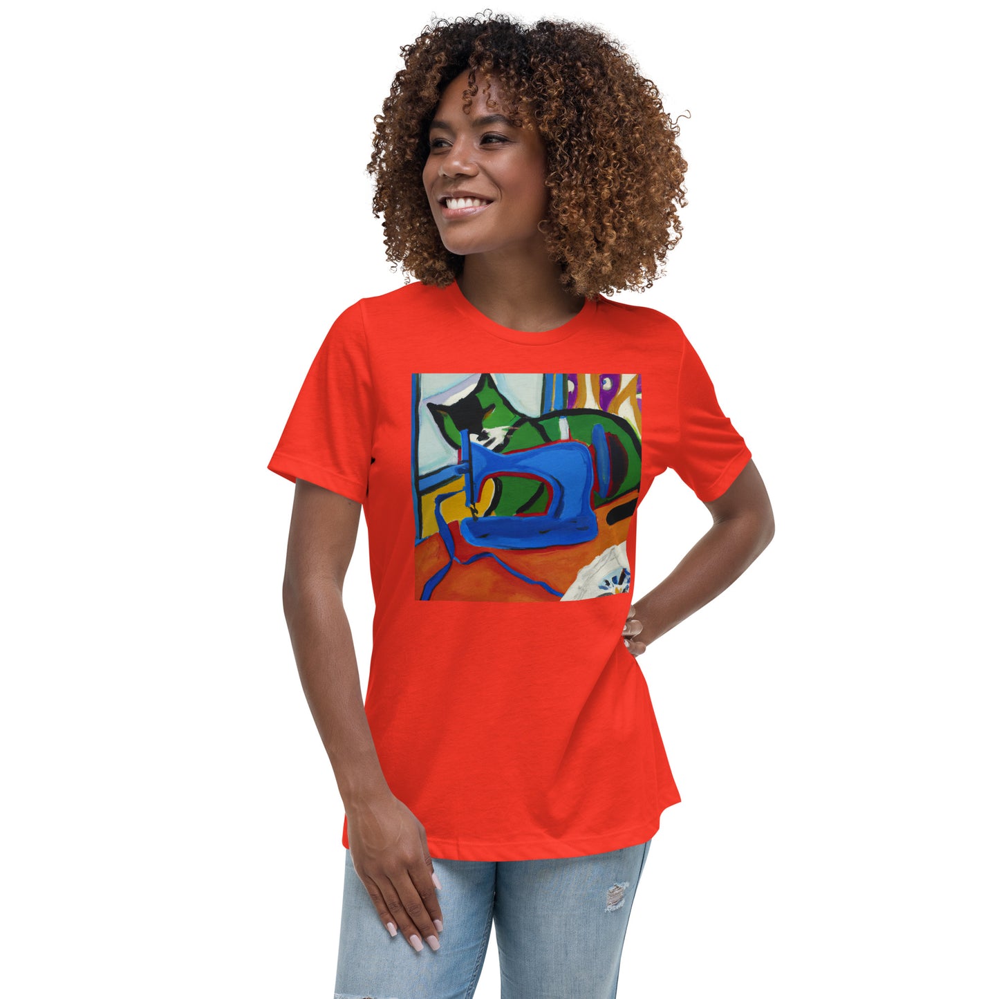 Women's T-shirt with "Sewing Cat" design – The Perfect Gift for People who Love to Sew