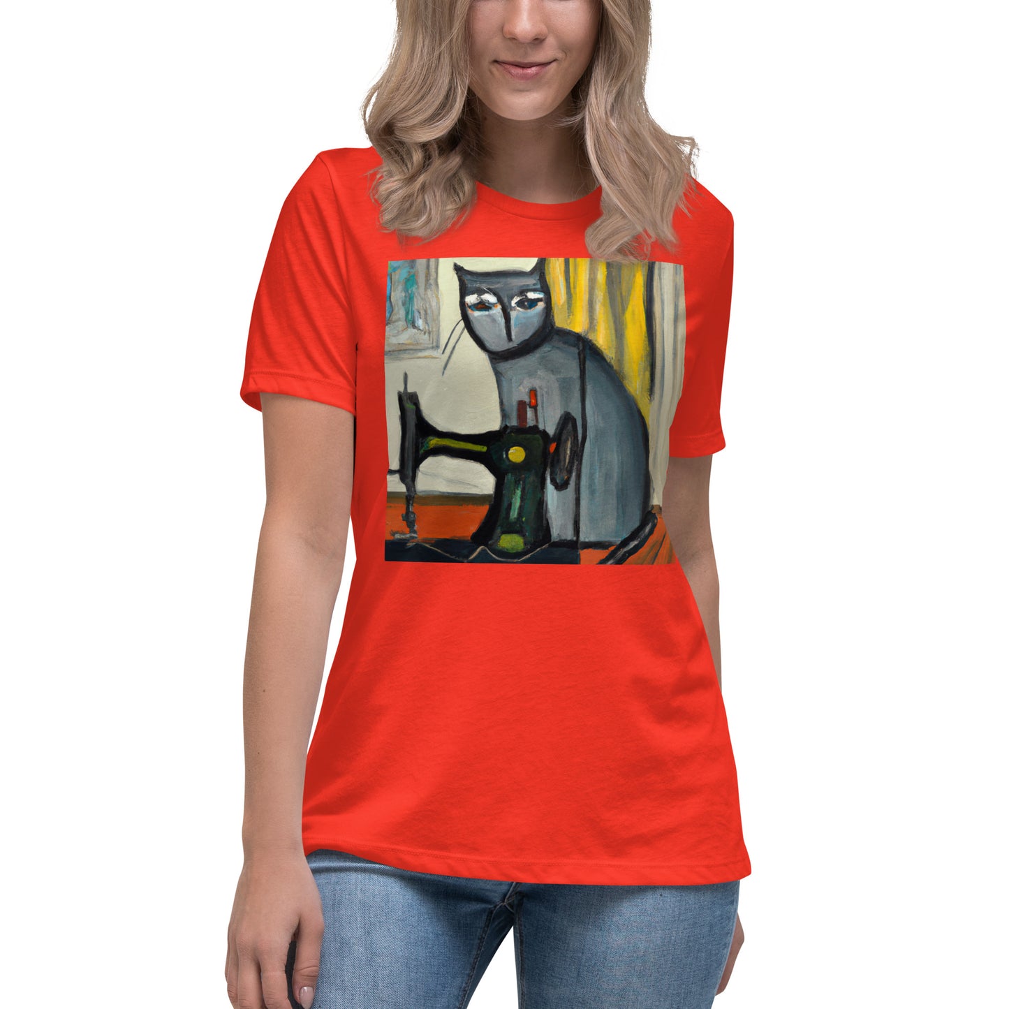 Women's T-shirt with "Sewing Cat" design – The Perfect Gift for People who Love to Sew