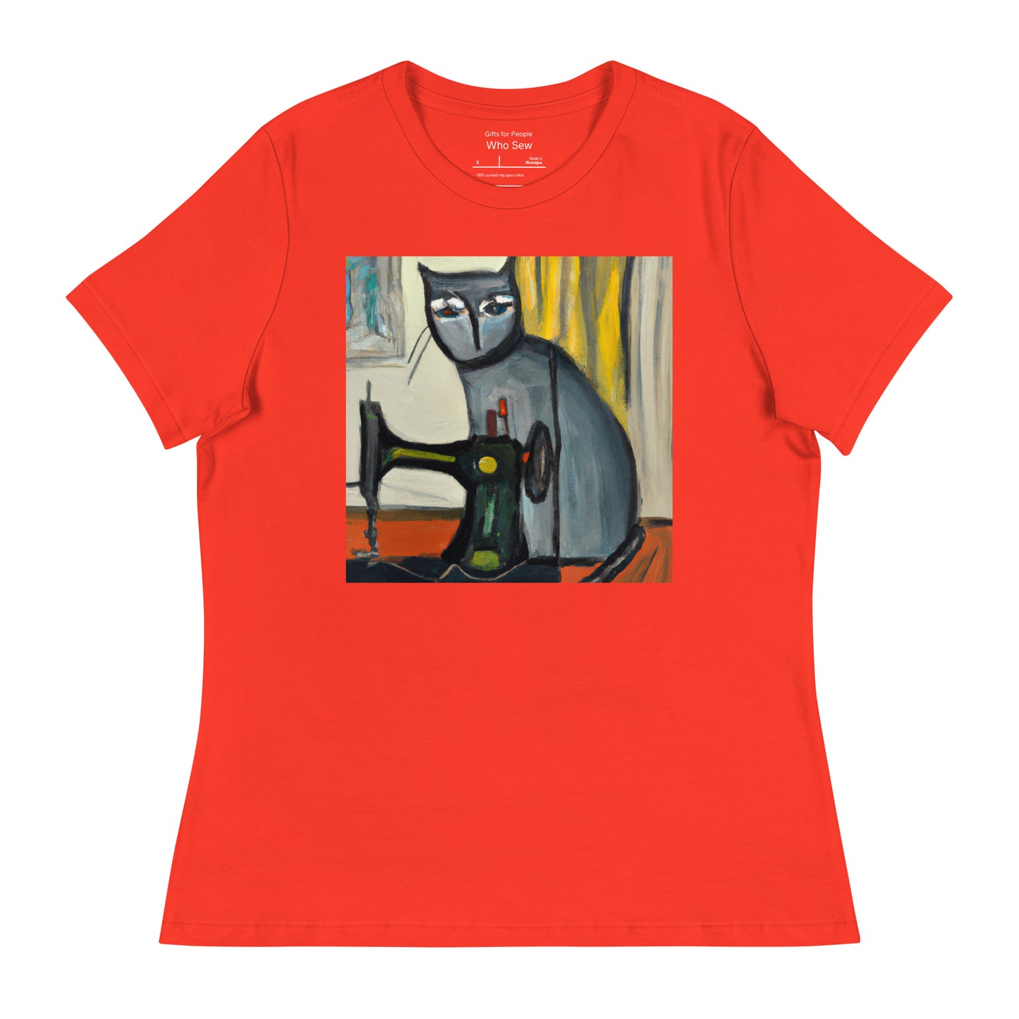 Women's T-shirt with "Sewing Cat" design – The Perfect Gift for People who Love to Sew