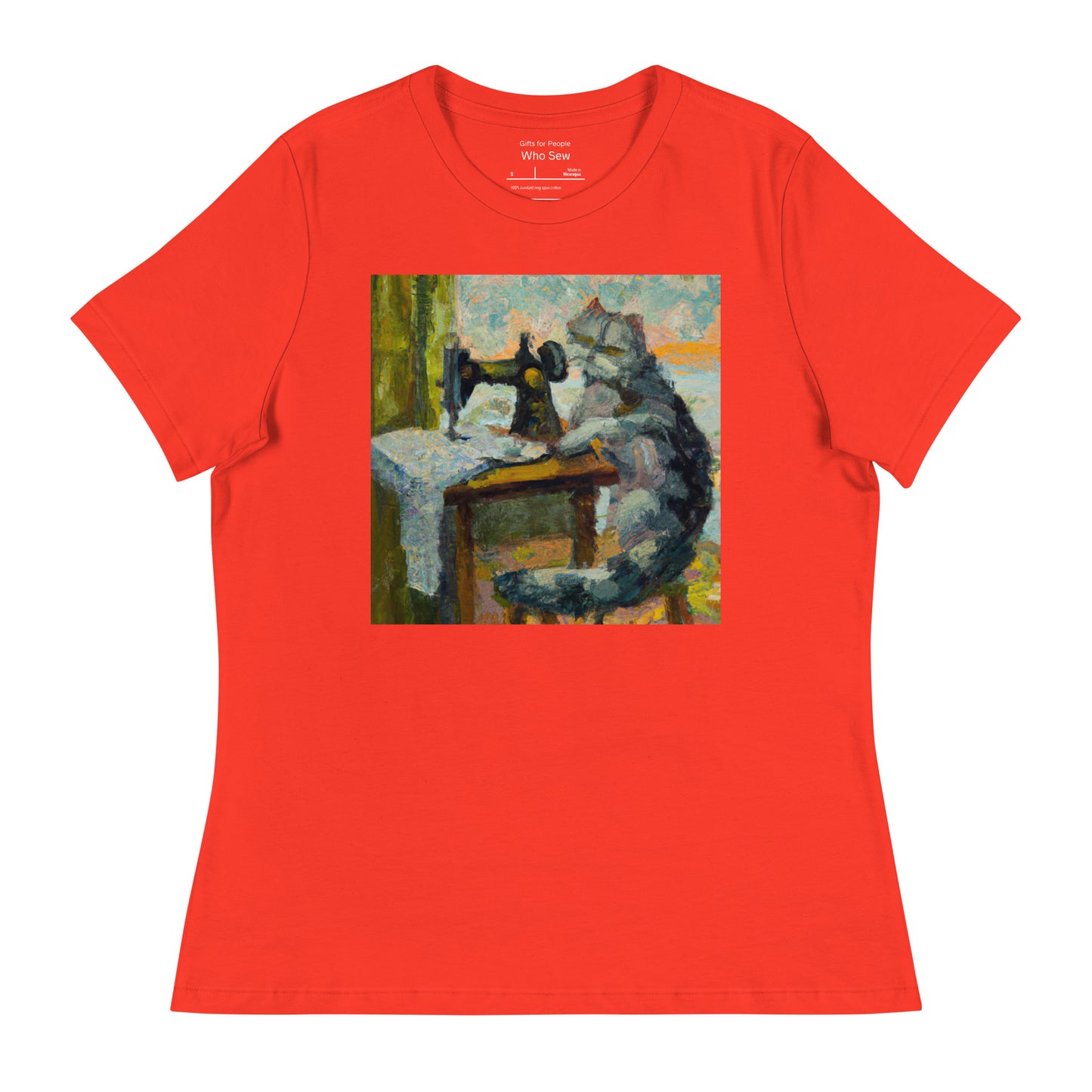 Women's T-shirt with "Sewing Cat" design – The Perfect Gift for People who Love to Sew