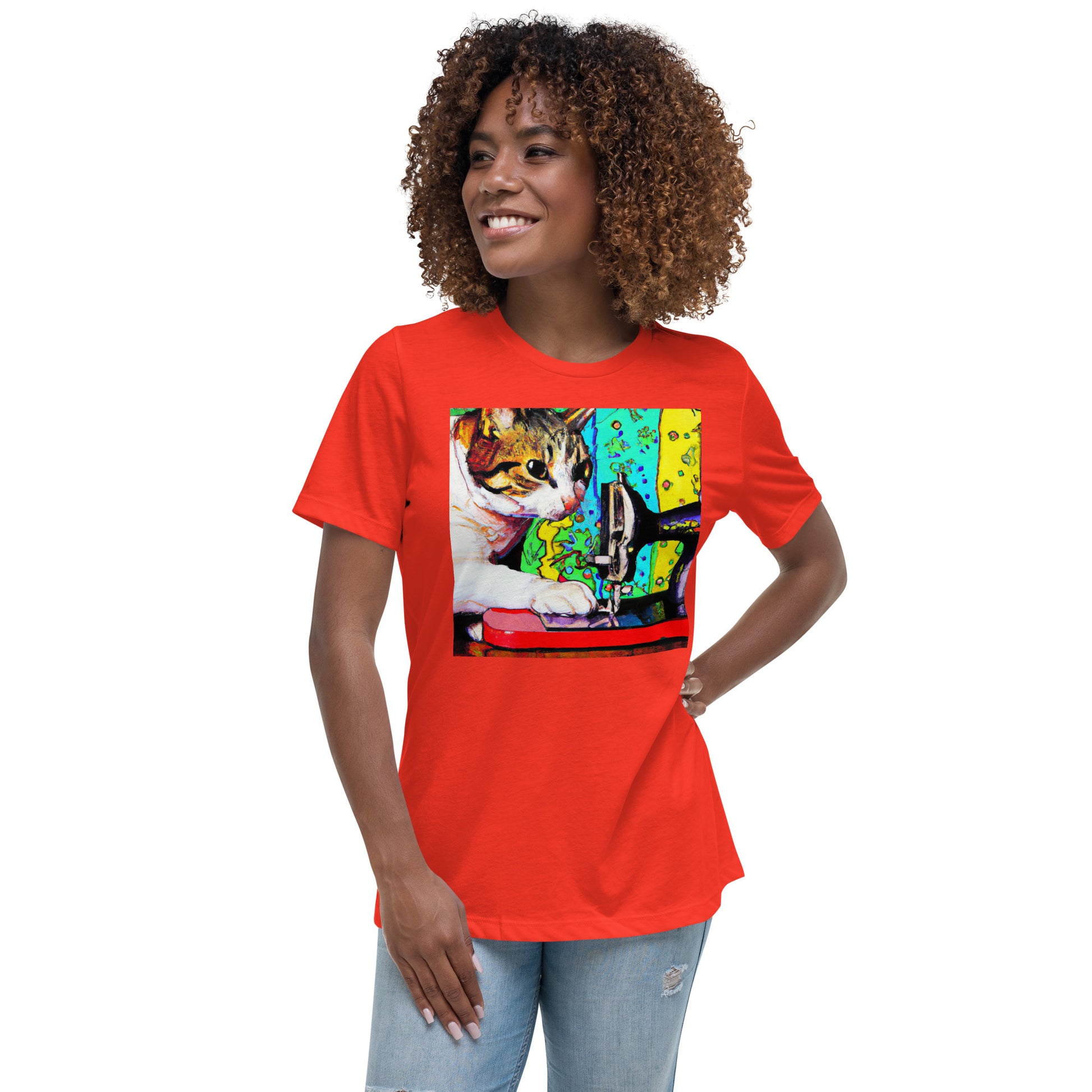 Women's T-shirt with "Sewing Cat" design – The Perfect Gift for People who Love to Sew