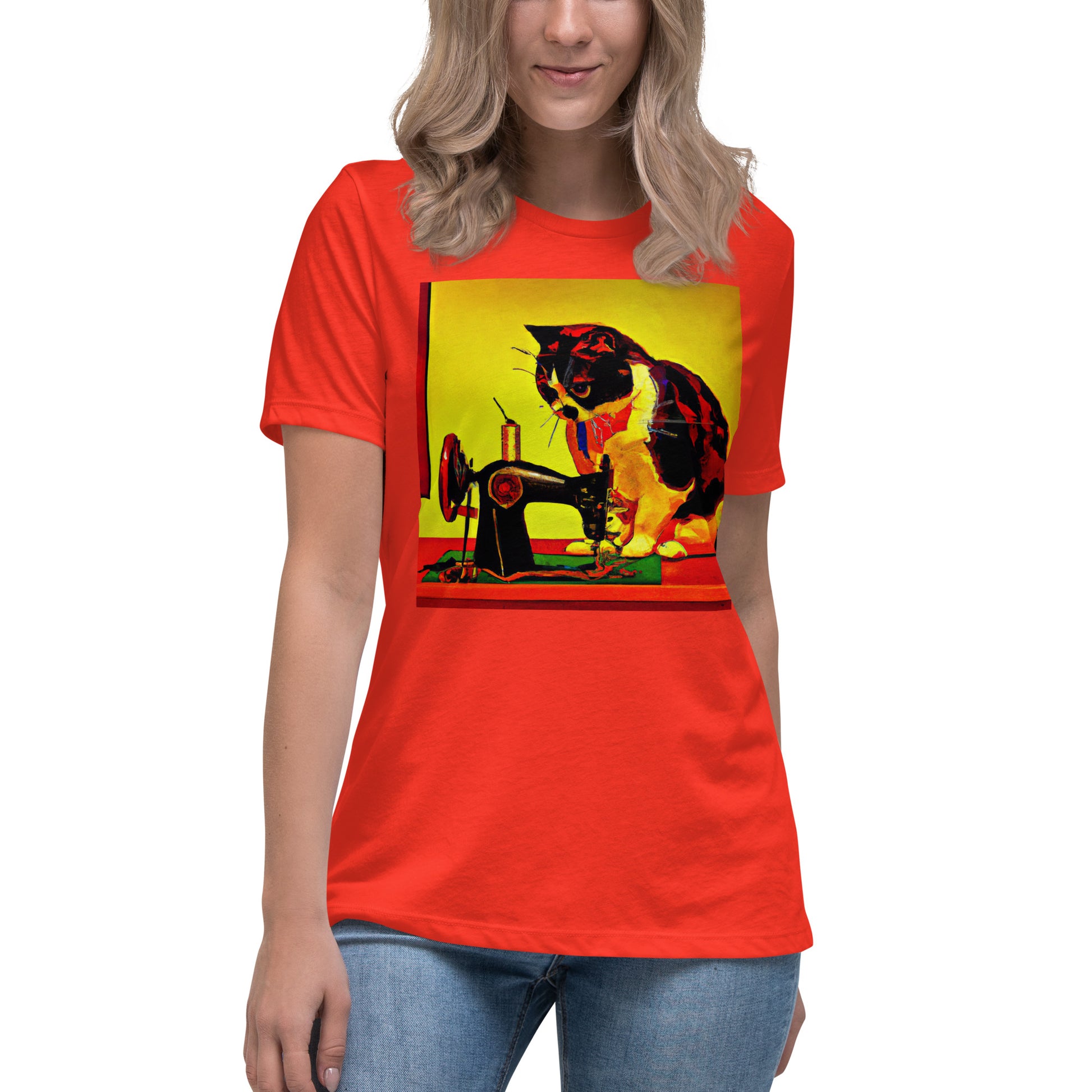 Women's T-shirt with "Sewing Cat" design – The Perfect Gift for People who Love to Sew