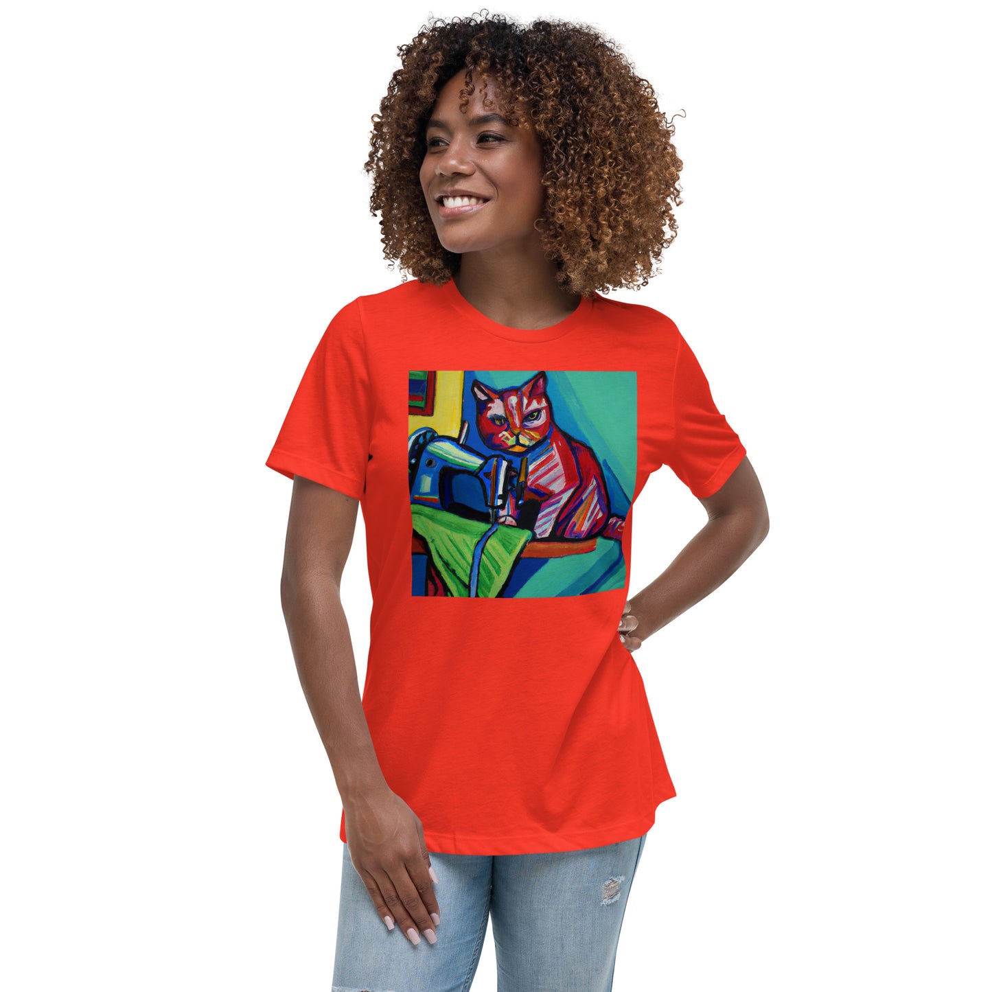 Women's T-shirt with "Sewing Cat" design – The Perfect Gift for People who Love to Sew