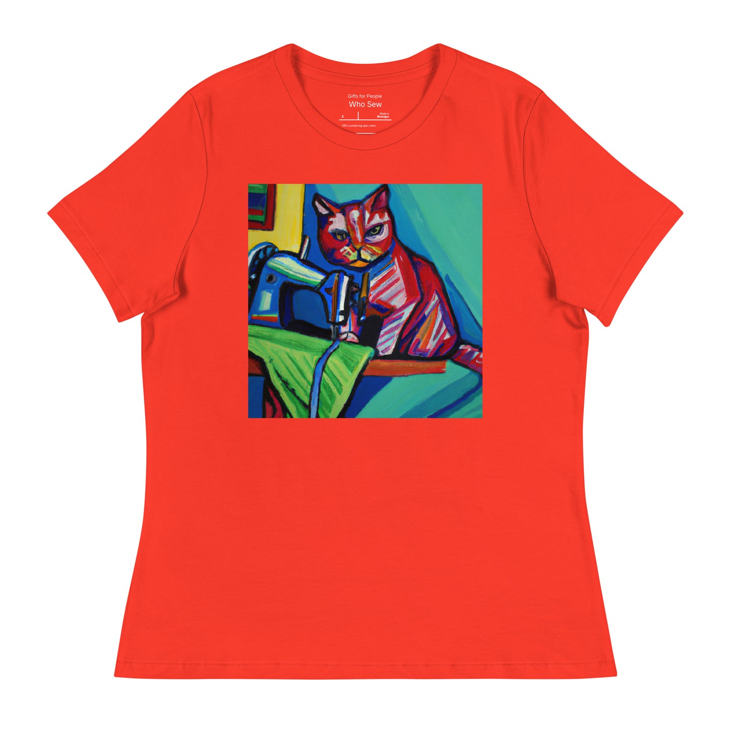 Women's T-shirt with "Sewing Cat" design – The Perfect Gift for People who Love to Sew