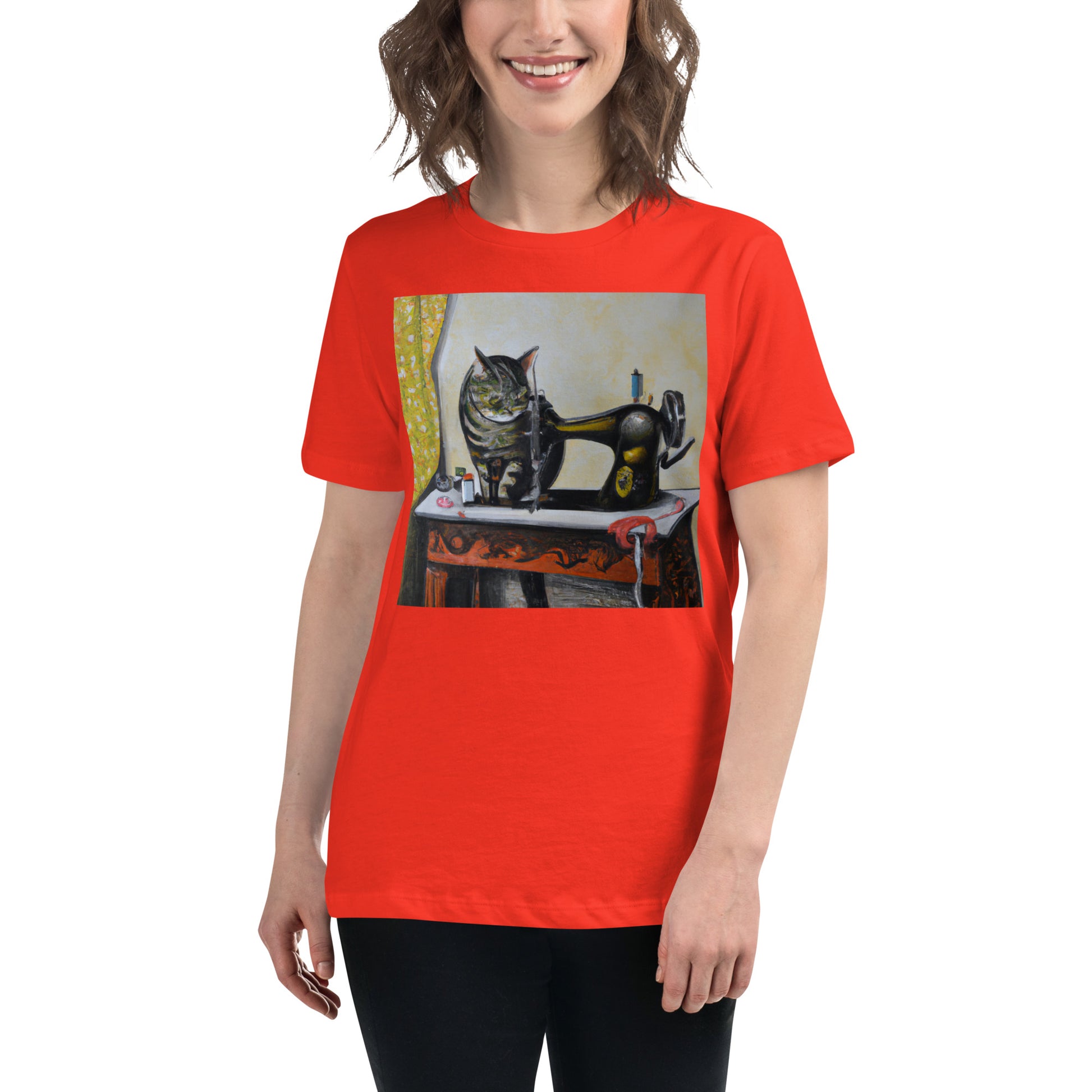 Women's T-shirt with "Sewing Cat" design – The Perfect Gift for People who Love to Sew