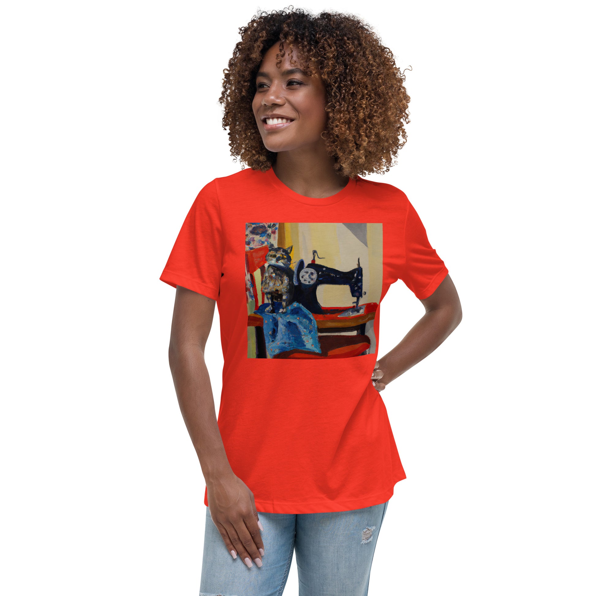 Women's T-shirt with "Sewing Cat" design – The Perfect Gift for People who Love to Sew