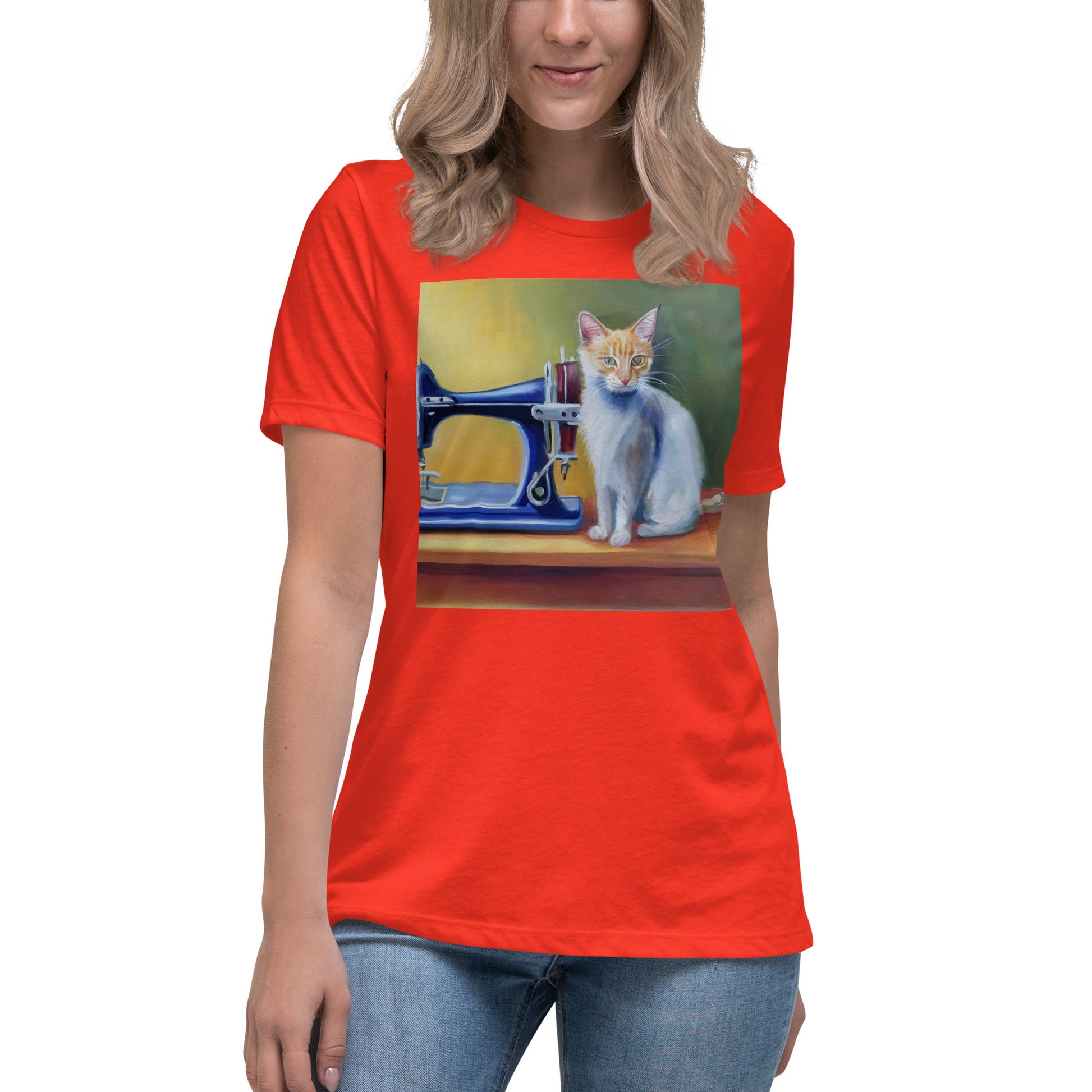 Women's T-shirt with "Sewing Cat" design – The Perfect Gift for People who Love to Sew