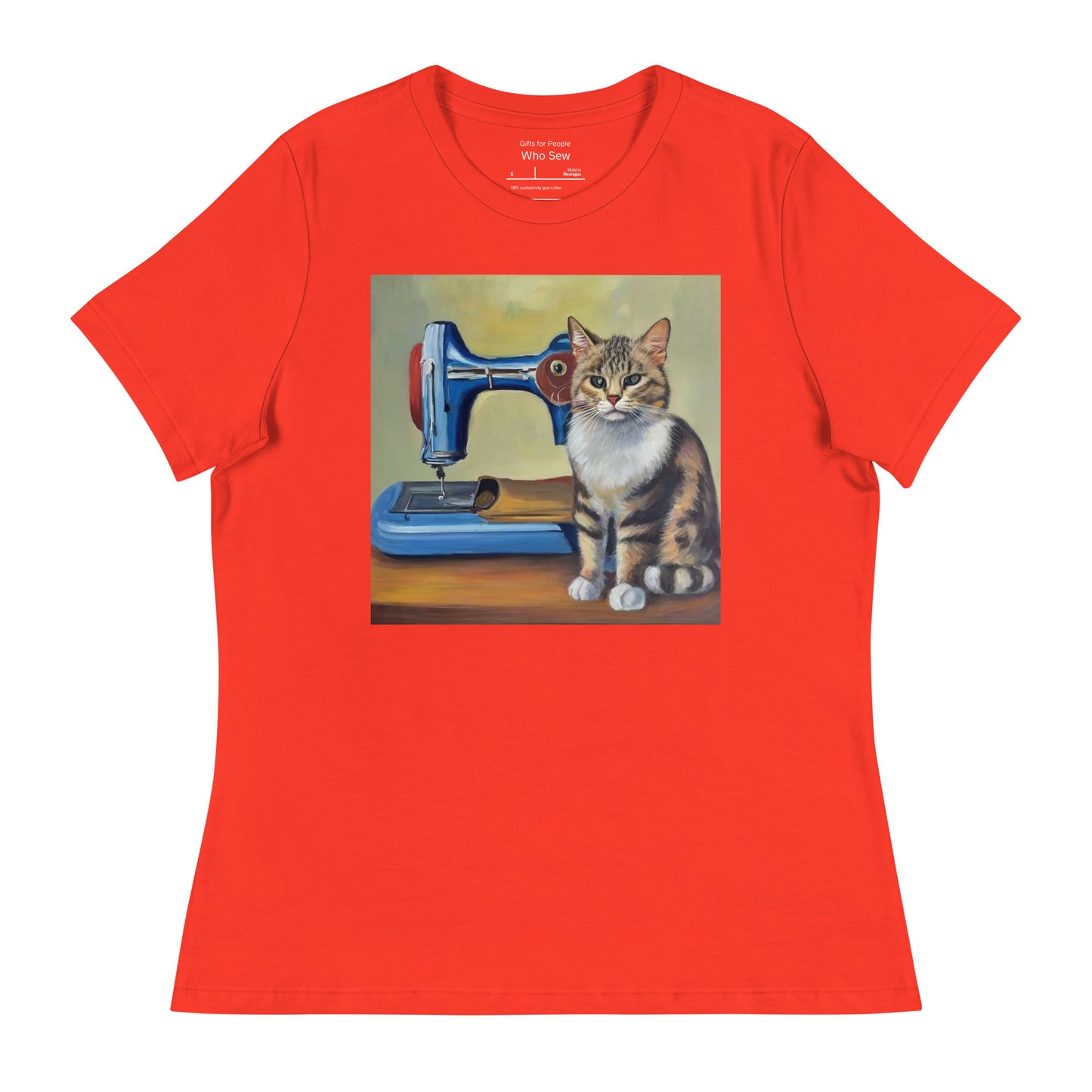 Women's T-shirt with "Sewing Cat" design – The Perfect Gift for People who Love to Sew