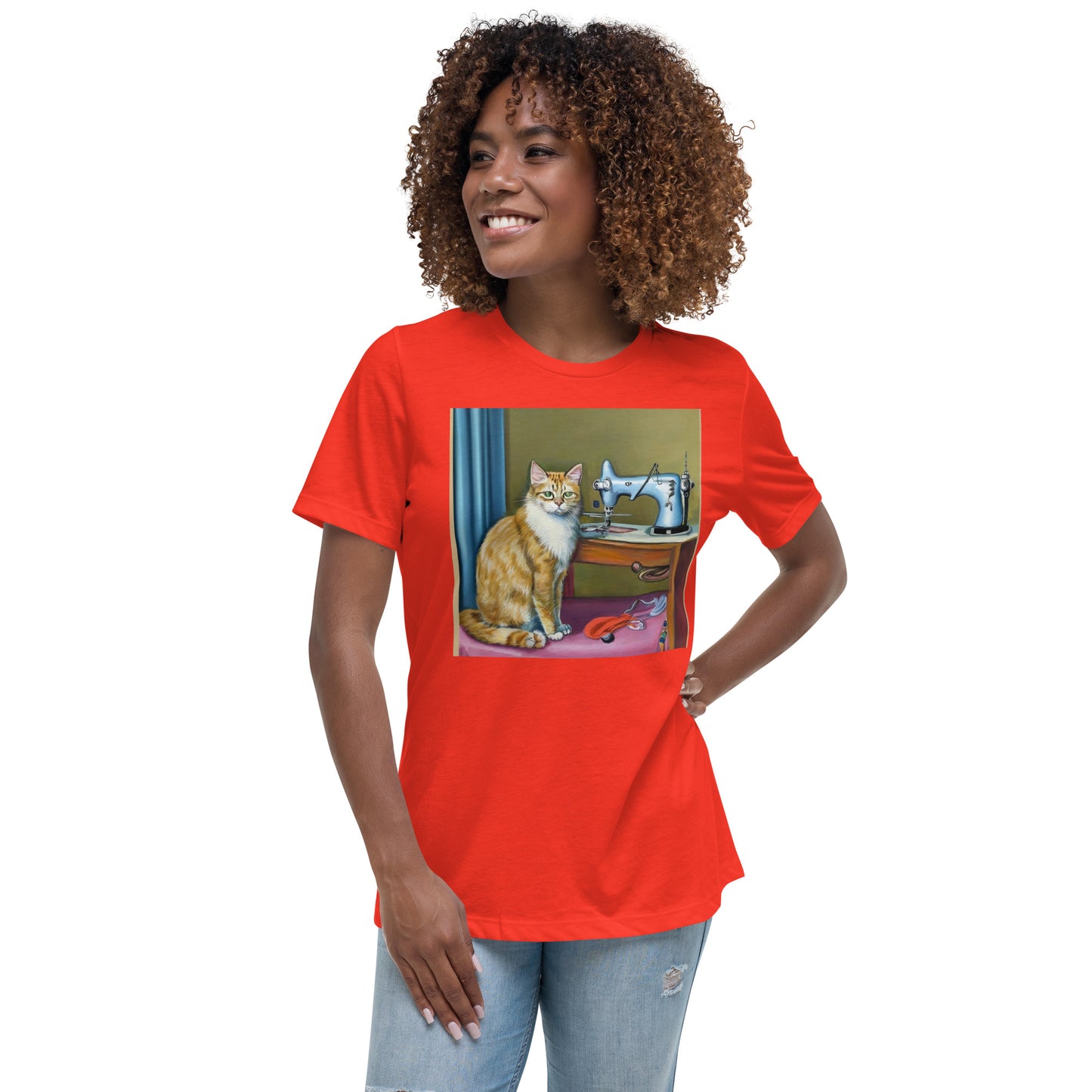 Women's T-shirt with "Sewing Cat" design – The Perfect Gift for People who Love to Sew