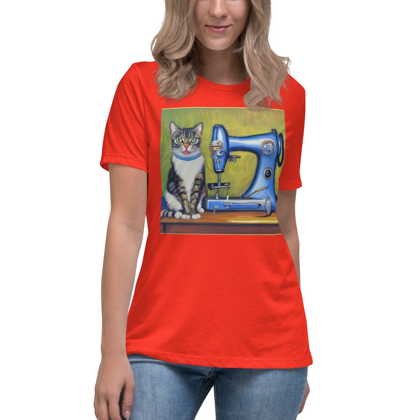 Women's T-shirt with "Sewing Cat" design – The Perfect Gift for People who Love to Sew