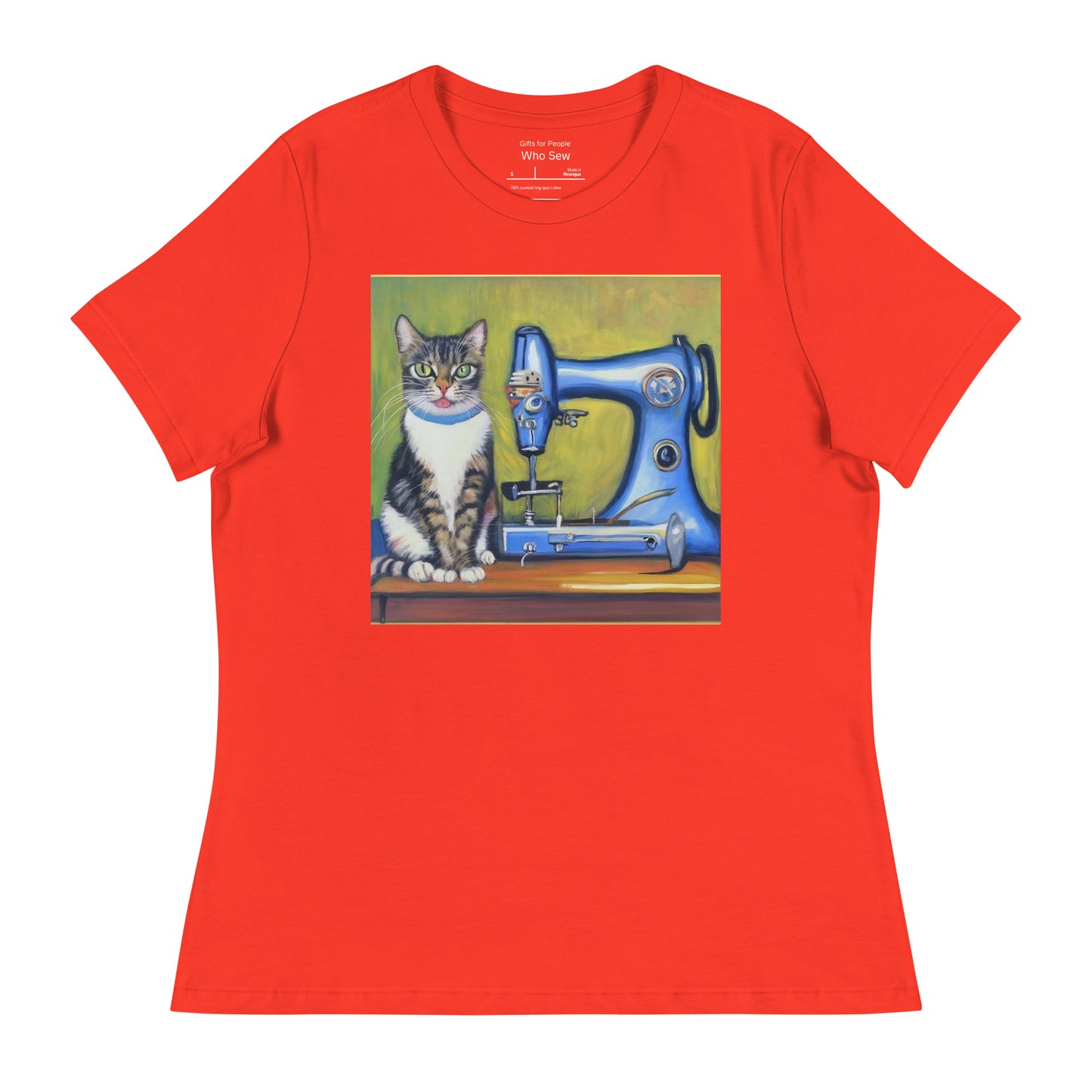 Women's T-shirt with "Sewing Cat" design – The Perfect Gift for People who Love to Sew