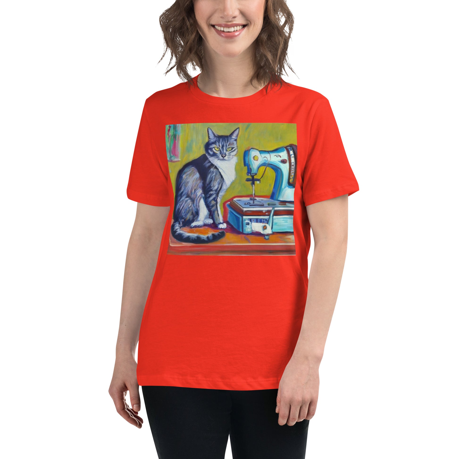 Women's T-shirt with "Sewing Cat" design – The Perfect Gift for People who Love to Sew