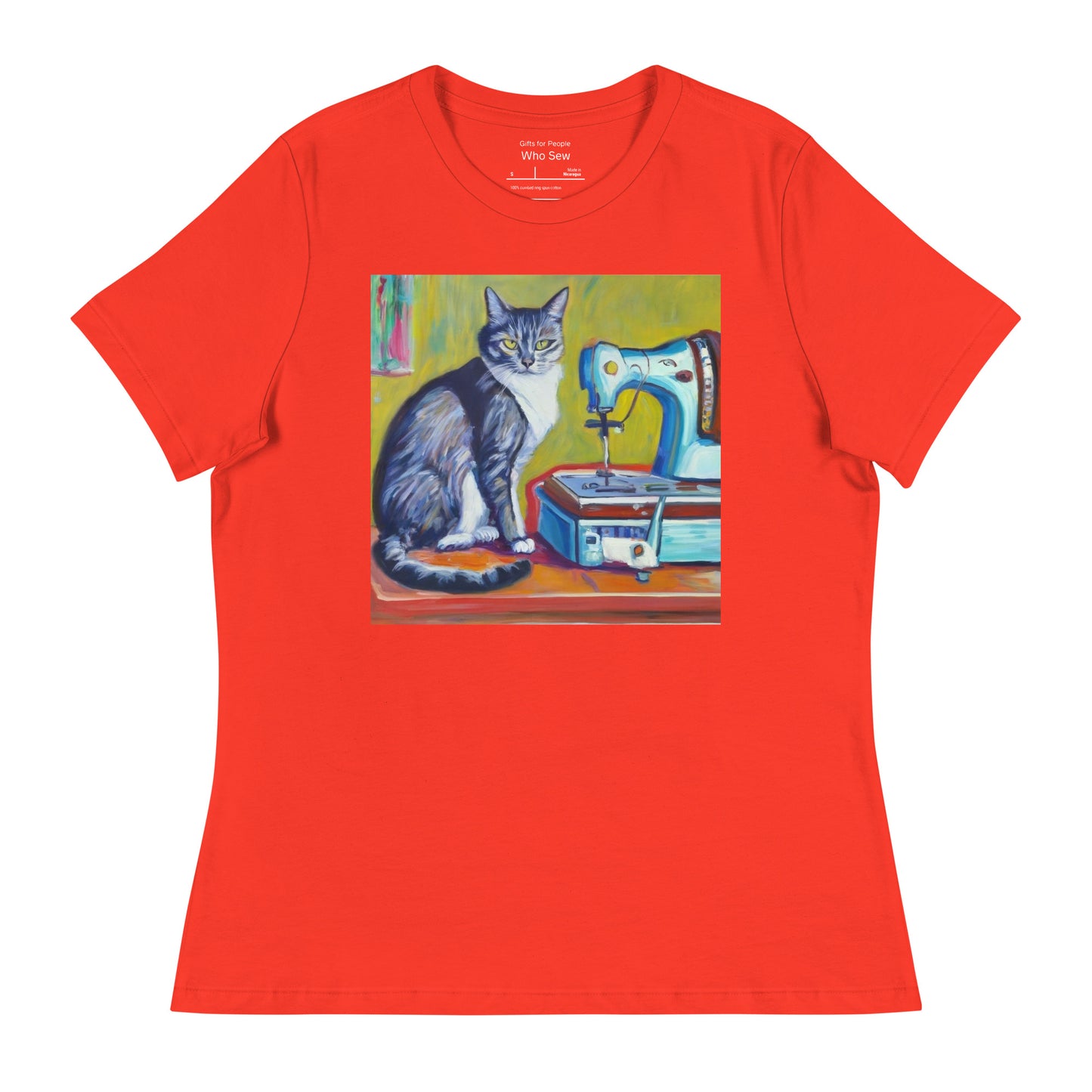 Women's T-shirt with "Sewing Cat" design – The Perfect Gift for People who Love to Sew