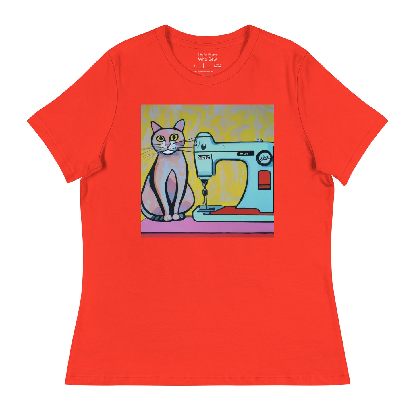 Women's T-shirt with "Sewing Cat" design – The Perfect Gift for People who Love to Sew