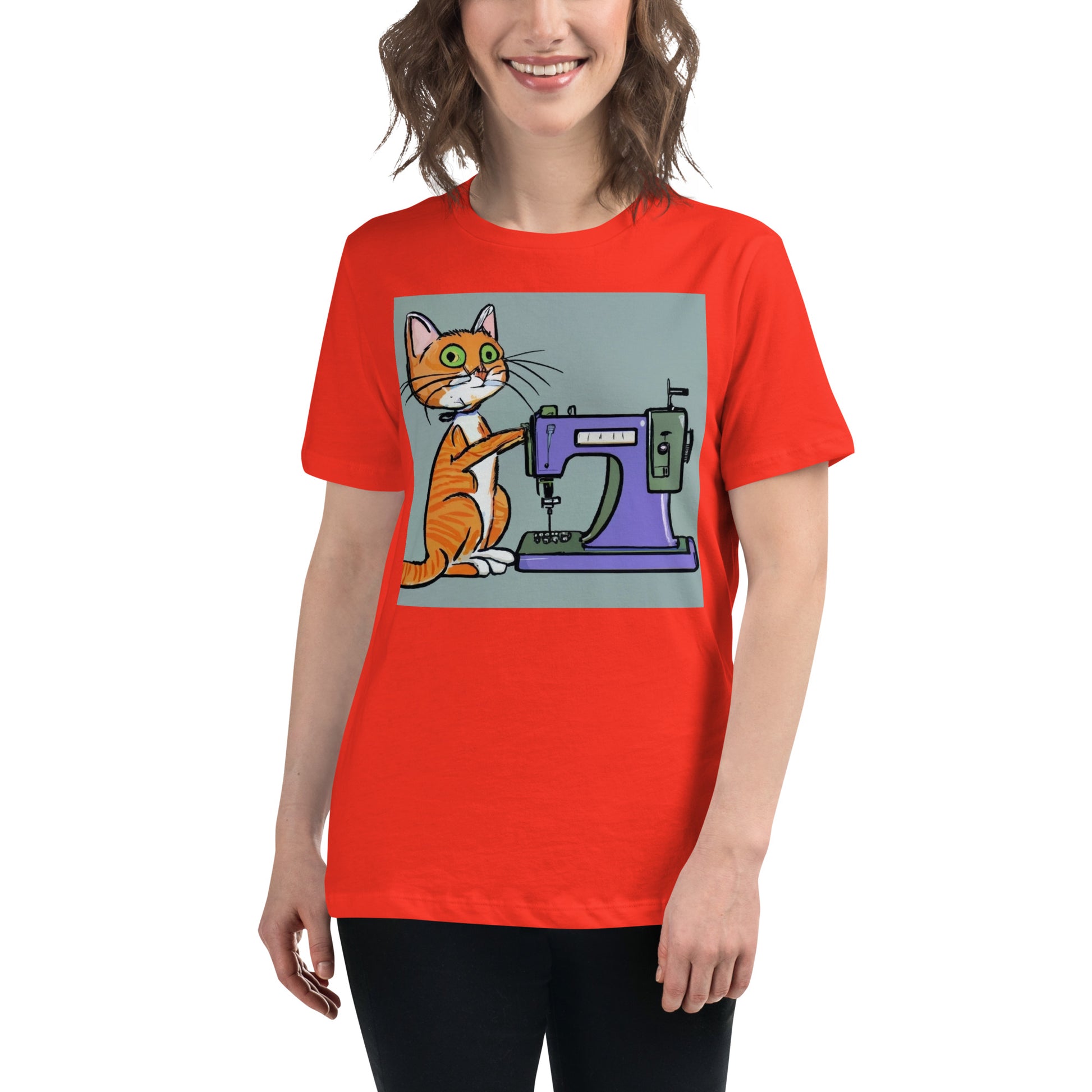 Women's T-shirt with "Sewing Cat" design – The Perfect Gift for People who Love to Sew