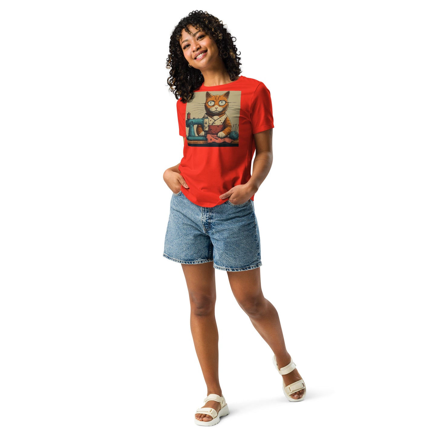 Women's T-shirt with "Sewing Cat" design – The Perfect Gift for People who Love to Sew