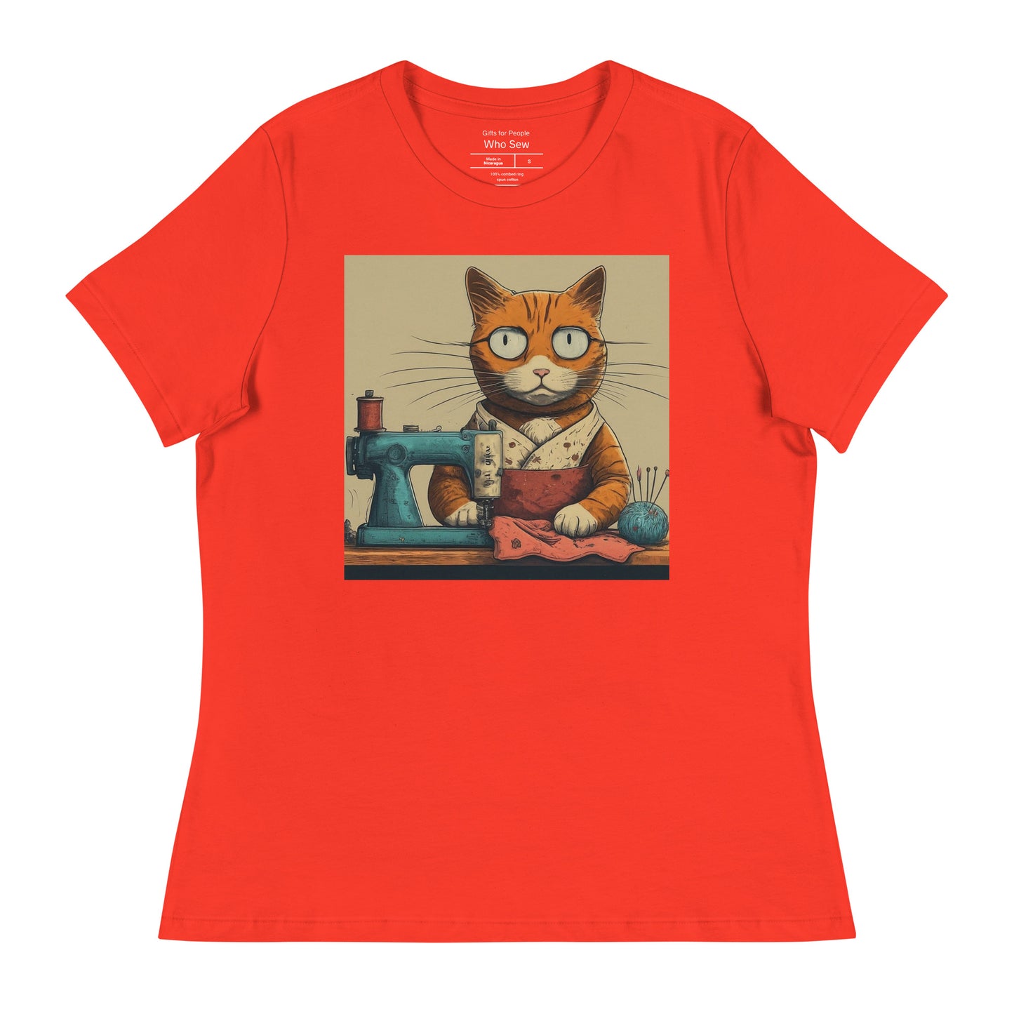 Women's T-shirt with "Sewing Cat" design – The Perfect Gift for People who Love to Sew