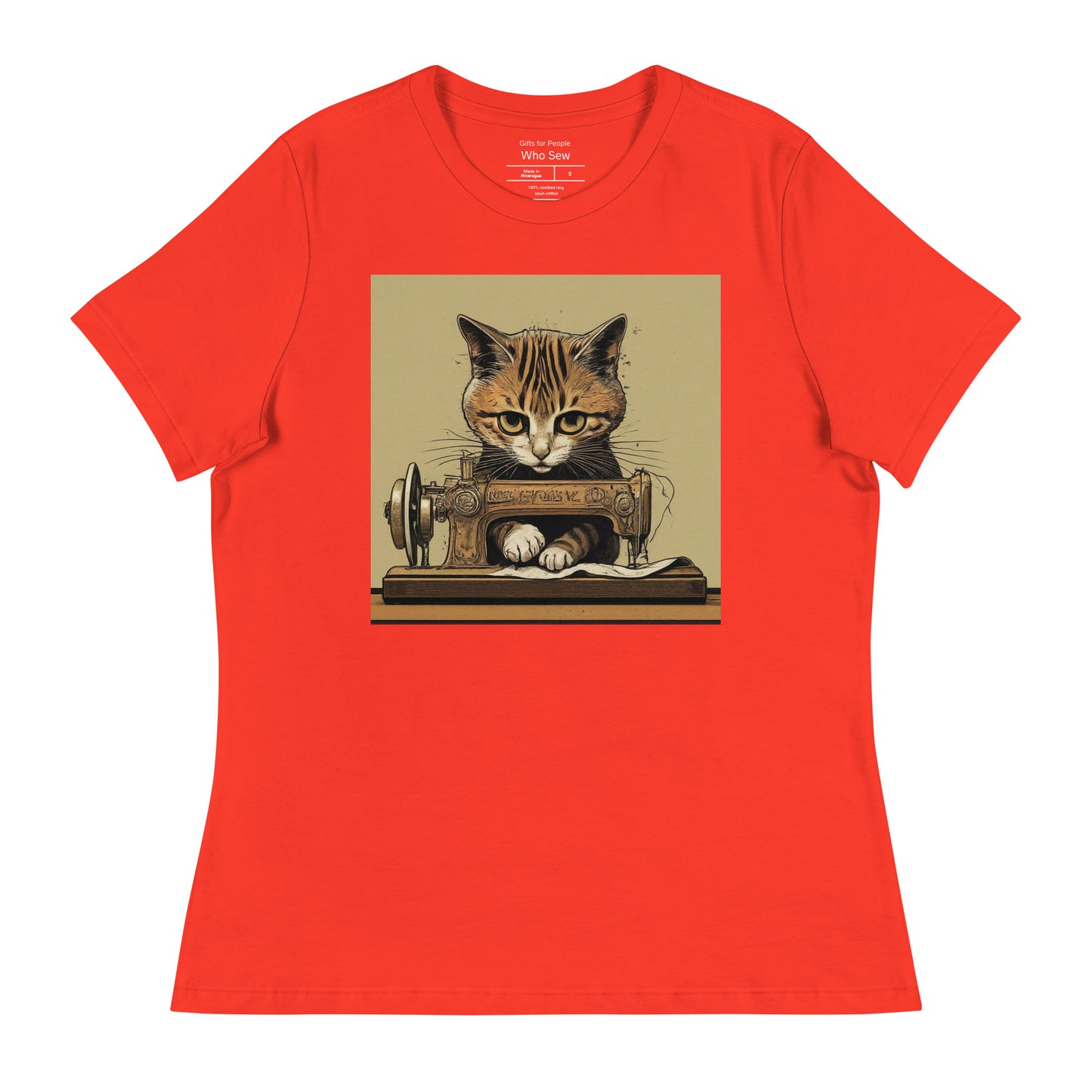 Women's T-shirt with "Sewing Cat" design – The Perfect Gift for People who Love to Sew