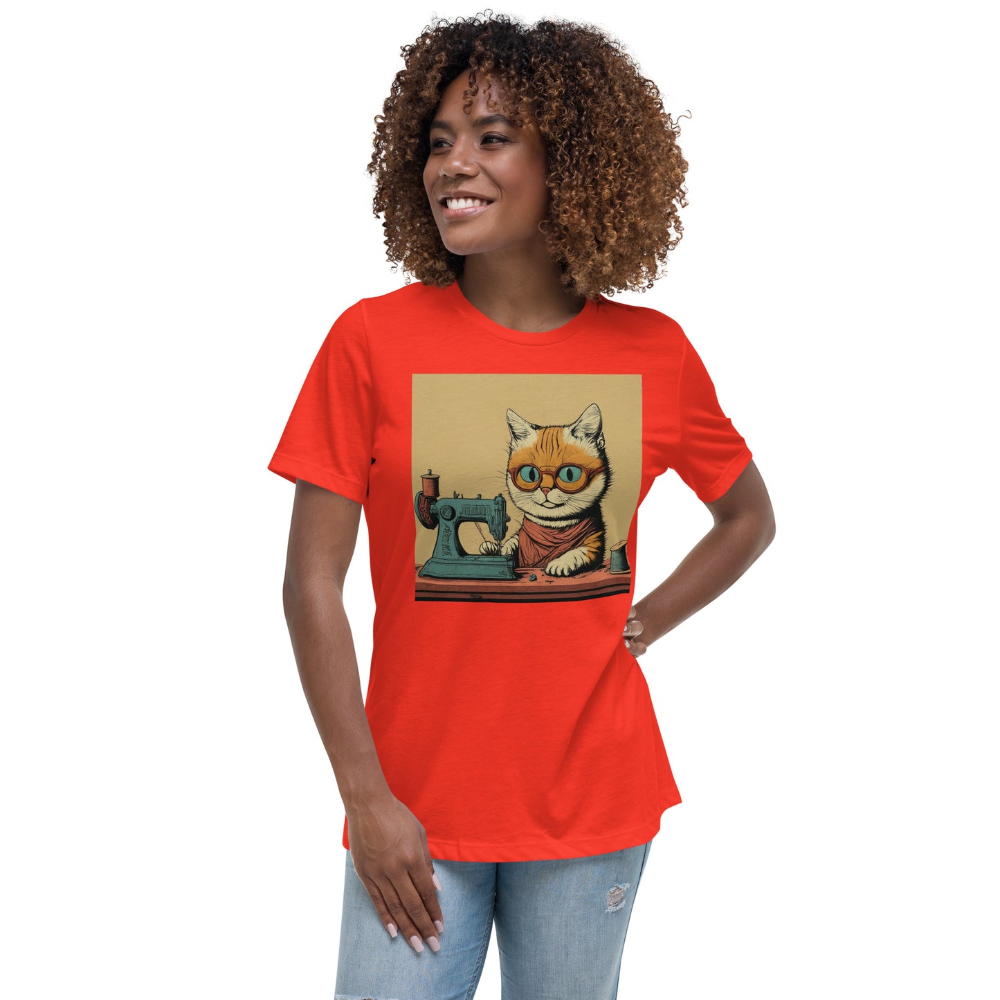 Women's T-shirt with "Sewing Cat" design – The Perfect Gift for People who Love to Sew