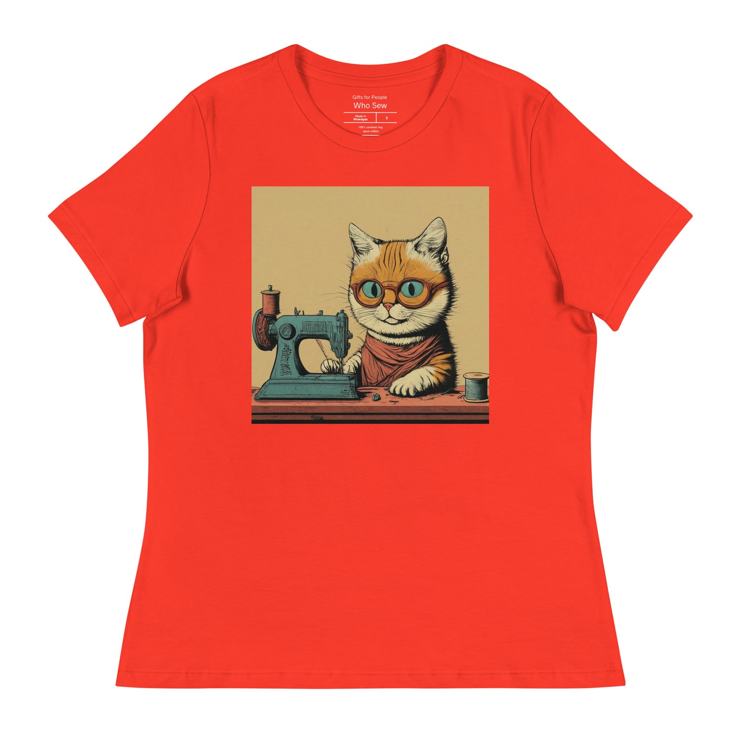 Women's T-shirt with "Sewing Cat" design – The Perfect Gift for People who Love to Sew