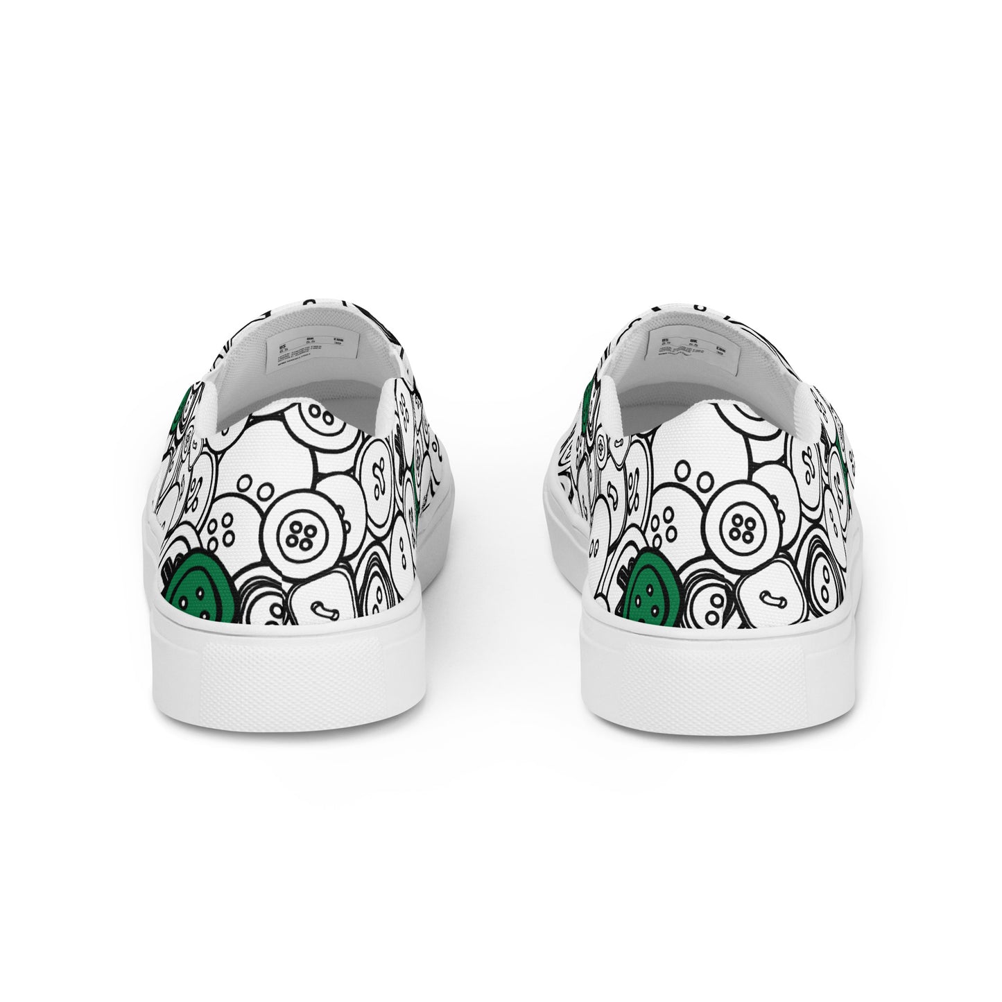 Slip-on Canvas Shoes with "Green Buttons", design, the perfect gift for people who love to sew